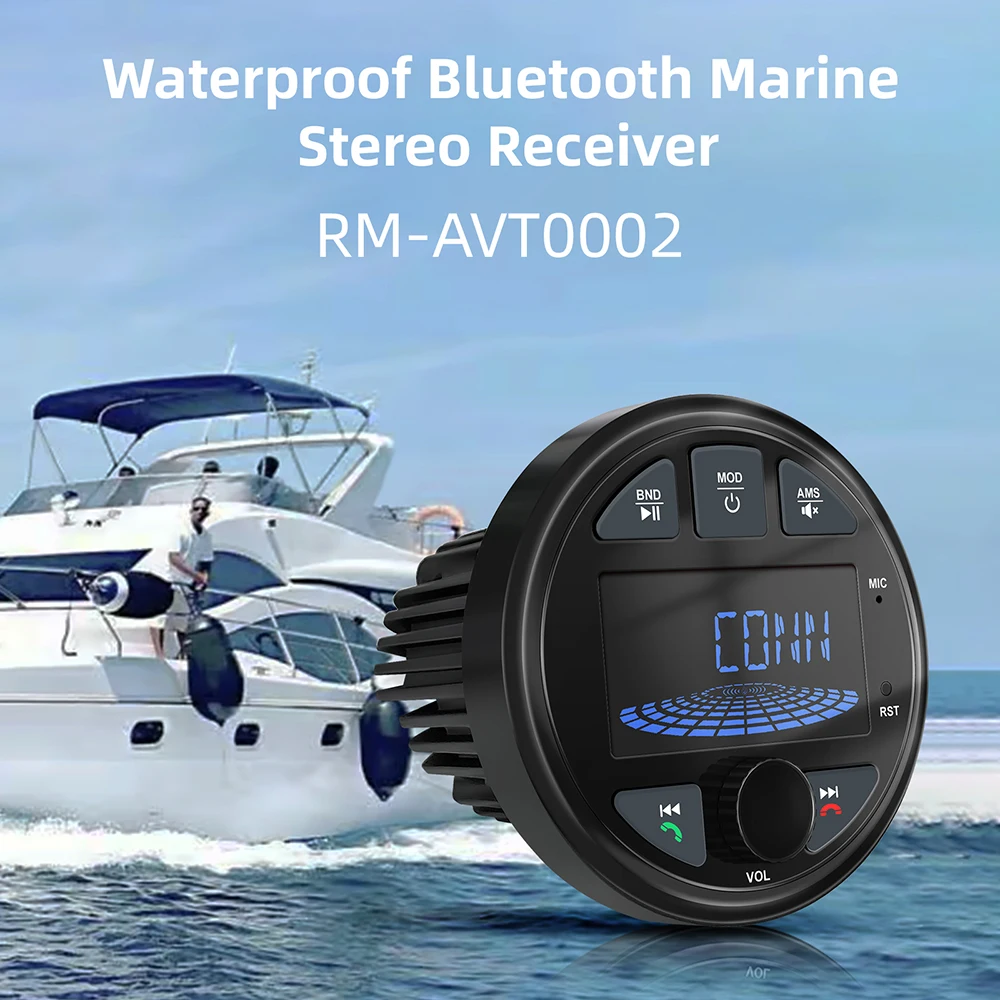 2025 Boat Radio Marine Stereo Source Media Player AM FM RDS Receiver MP3 MP4 Video Play Bluetooth AUX for ATV UTV Cart Motorcycl
