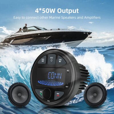 2025 Boat Radio Marine Stereo Source Media Player AM FM RDS Receiver MP3 MP4 Video Play Bluetooth AUX for ATV UTV Cart Motorcycl - Image 5