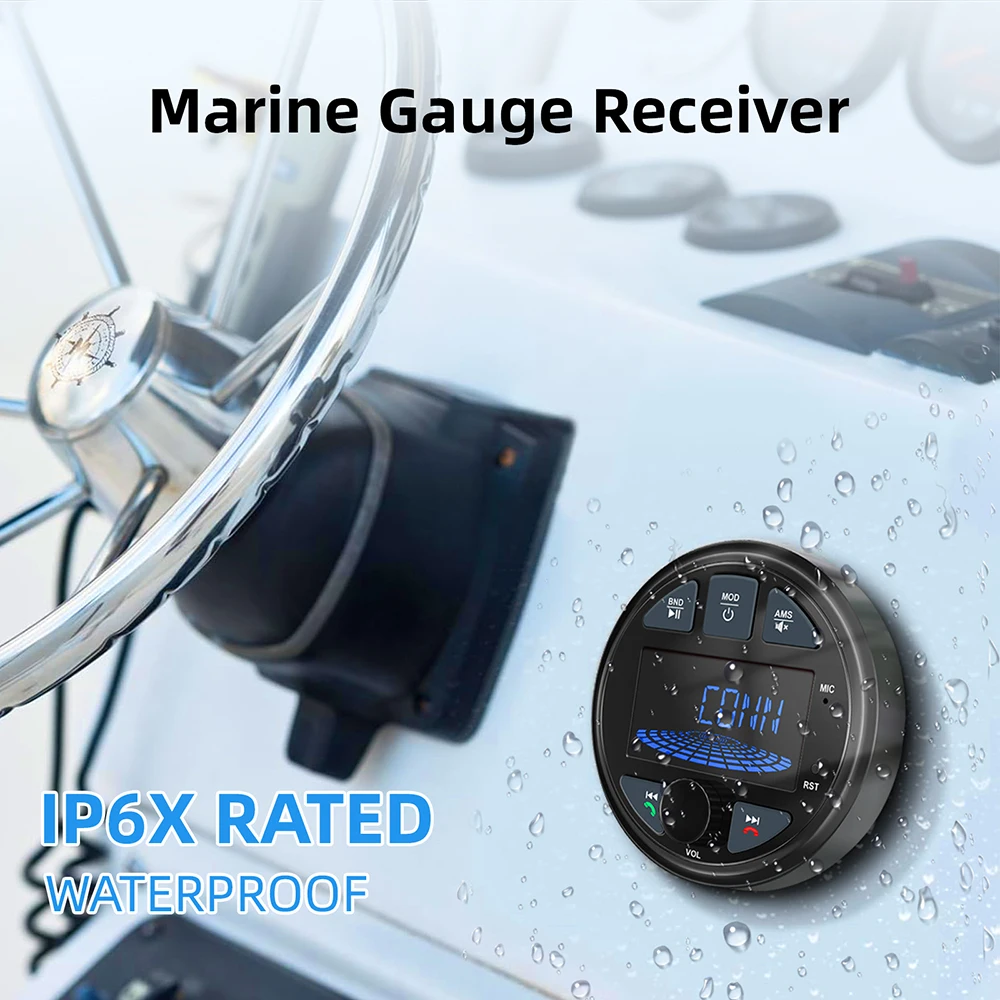 2025 Boat Radio Marine Stereo Source Media Player AM FM RDS Receiver MP3 MP4 Video Play Bluetooth AUX for ATV UTV Cart Motorcycl