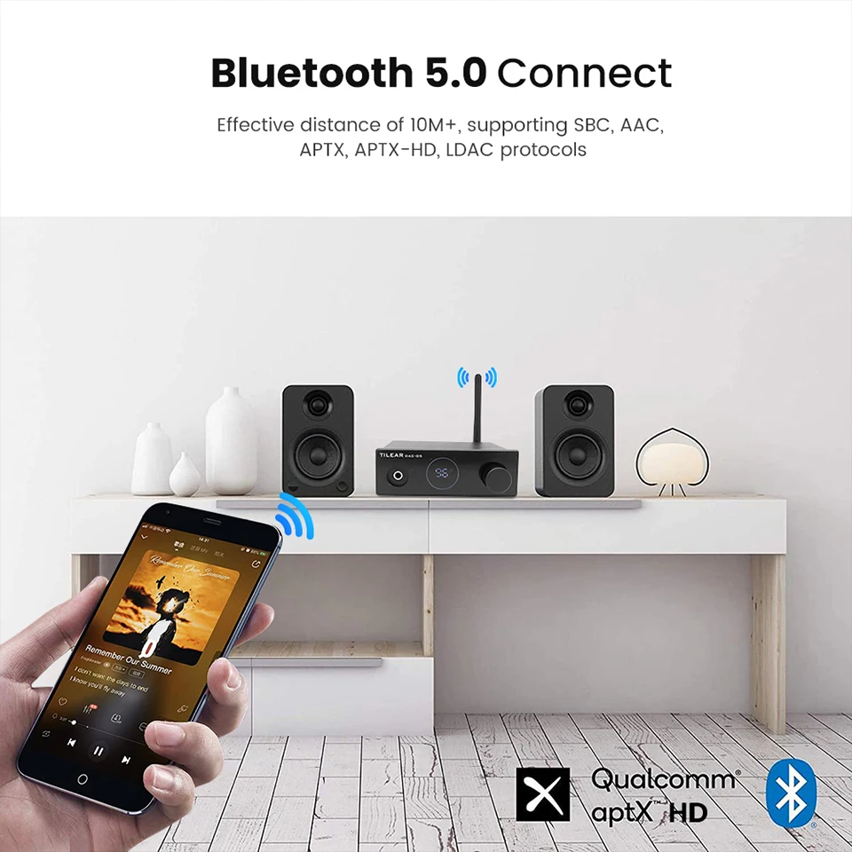 AIYIMA DAC-D5 Bluetooth 5.0 Receiver ES9038 Headphone Amplifier Decoder Supports USB APTX-HD LDAC HIFI Decoder