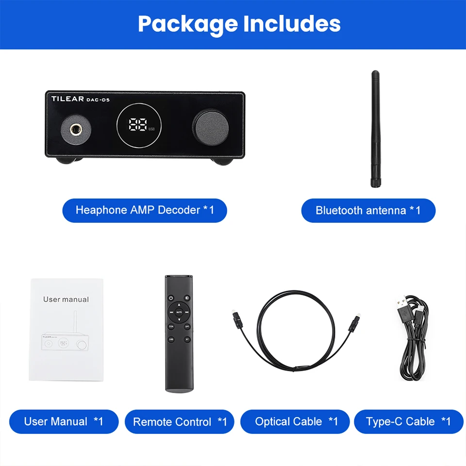 AIYIMA DAC-D5 Bluetooth 5.0 Receiver ES9038 Headphone Amplifier Decoder Supports USB APTX-HD LDAC HIFI Decoder