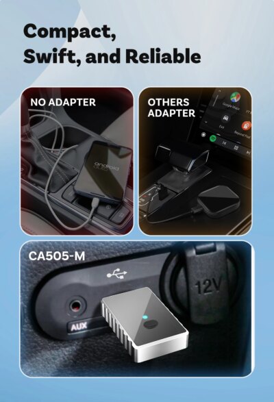 CA505-M2 Wireless 2 in 1 Car Adapter Plug and Play Dongle BT 5.4 Bluetooth Fast Connect CarPlay & Android Auto Audio Receiver - Image 6