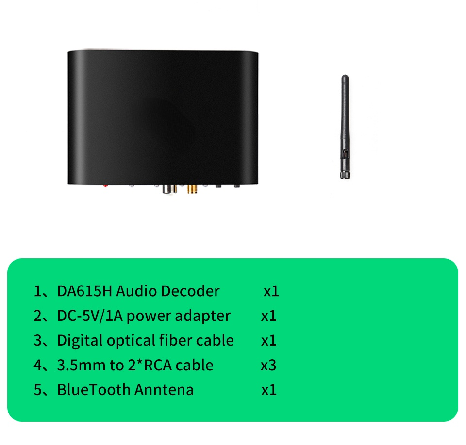 DA615H 5.1CH Audio Decoder Bluetooth 5.0 Reciever  Wireless Audio Adapter Optical Coaxial U play ARC DAC DTS AC3 Converter