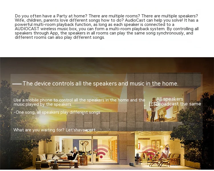 M5 AudioCast HiFi Music Receiver Airplay DLNA i OS and Android Airmusic 2.4G WiFi Audio Speakers Wireless Sounders Multi-Room