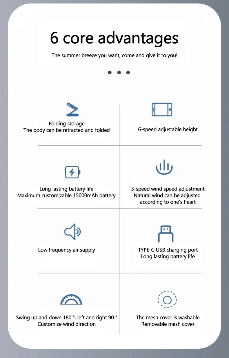 Portable Oscillating Standing Fan with Remote Controller Foldable Desk Fan Rechargeable Battery Powered Pedestal Fan for Camping