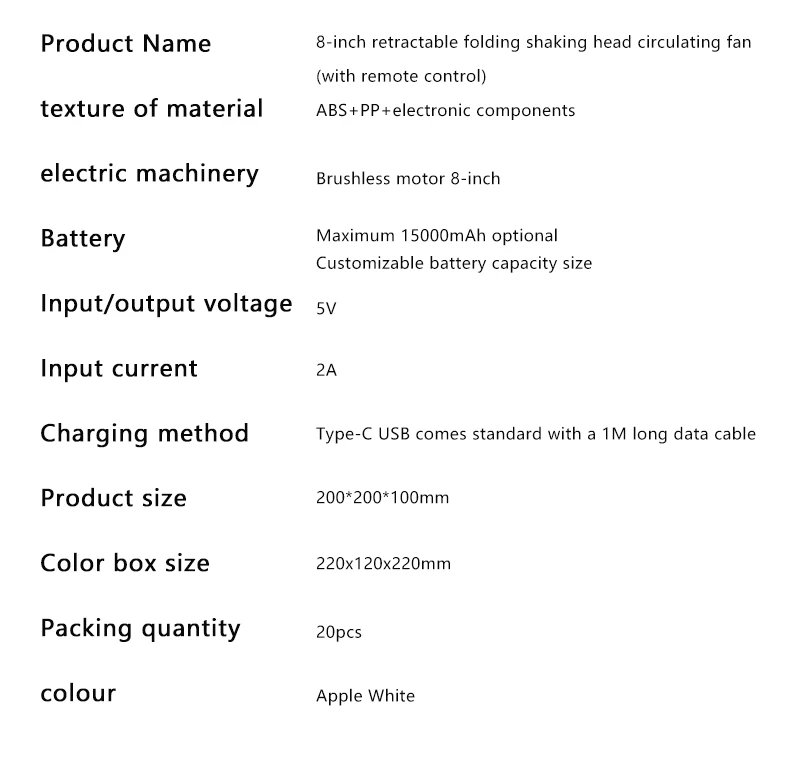 Portable Oscillating Standing Fan with Remote Controller Foldable Desk Fan Rechargeable Battery Powered Pedestal Fan for Camping