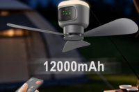 12000mAh Portable Ceiling Fans Outdoor Camping Fan Tent Air Circulator Cooler Rechargeable Electric Fan Remote Control LED Light