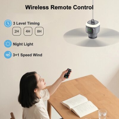 12000mAh Portable Ceiling Fans Outdoor Camping Fan Tent Air Circulator Cooler Rechargeable Electric Fan Remote Control LED Light - Image 4
