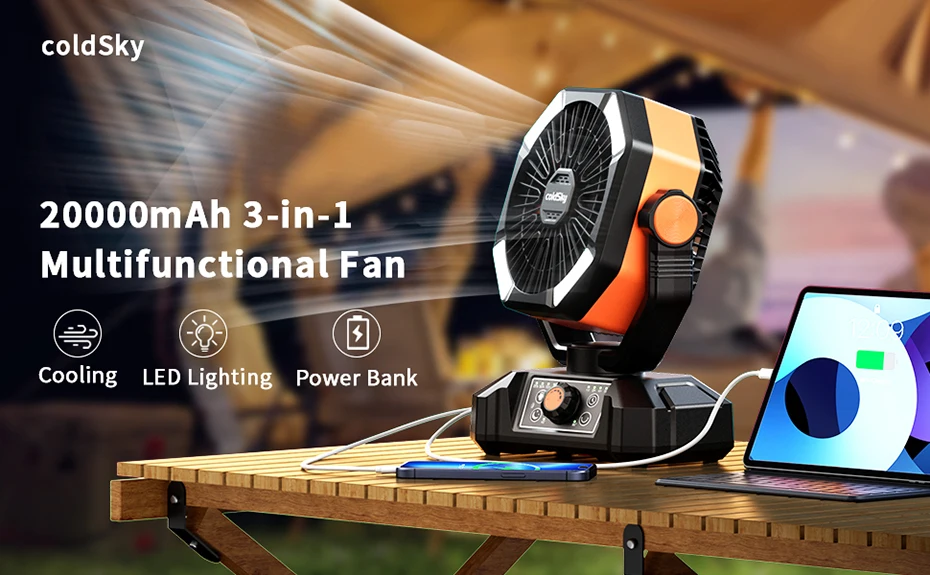 20000mAh Battery Camping Fan with 4 LED Lantern 8 Speeds Desk Fan Portable Outdoor Fan for Outdoor Camping Tent and Fishing 20000mAh Battery Camping Fan with 4 LED Lantern 8 Speeds Desk Fan Portable Outdoor Fan for Outdoor Camping Tent and Fishing