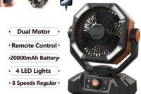 20000mAh Battery Camping Fan with 4 LED Lantern 8 Speeds Desk Fan Portable Outdoor Fan for Outdoor Camping Tent and Fishing
