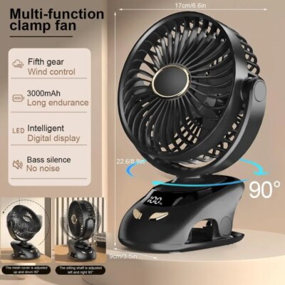 Small Desk Clip On Fan, Portable Personal USB Clip Fan For Home Office Travel Bed Stroller Camping Outdoor Golf Cart Fan - Image 2