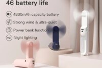 JISULIFE Portable Fan Mini Handheld Fan USB 4500mAh Recharge Hand Held Small 3 in1 Pocket Fan with Power Bank Flashlight Feature