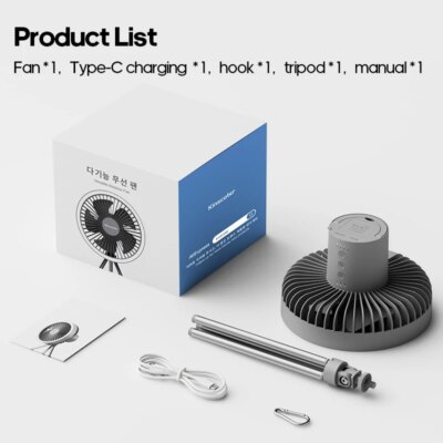 10000mAh 4000mAh Camping Fan Rechargeable Desktop Portable Circulator Wireless Ceiling Electric Fan with Power Bank LED Lighting - Image 5