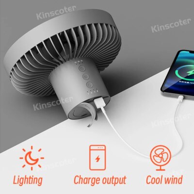 10000mAh 4000mAh Camping Fan Rechargeable Desktop Portable Circulator Wireless Ceiling Electric Fan with Power Bank LED Lighting - Image 4