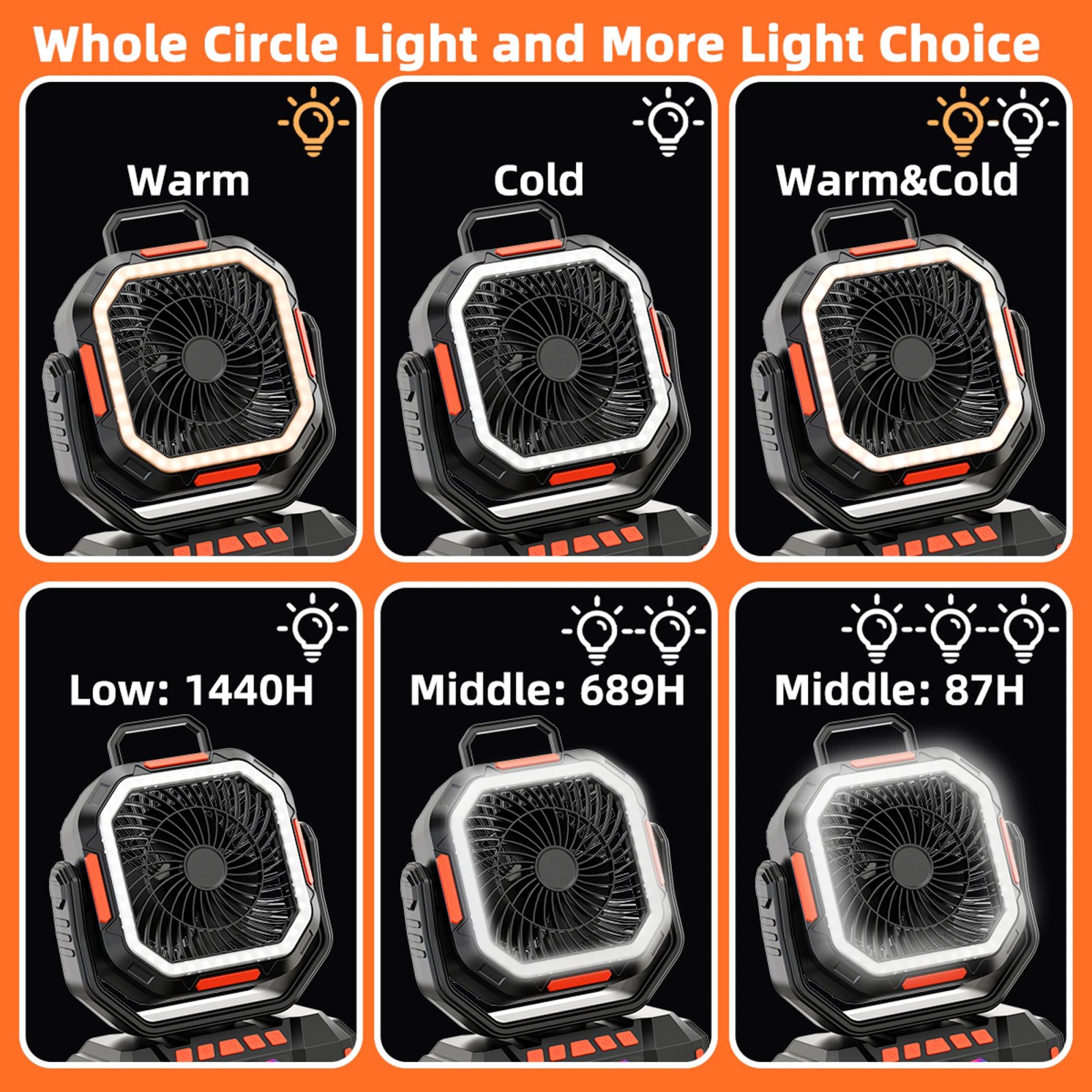 40000mAh Portable Outdoor camping Fan With Remote LED Light Hook USB Charging Desk Fan for Hiking Fishing Picnic Emergency