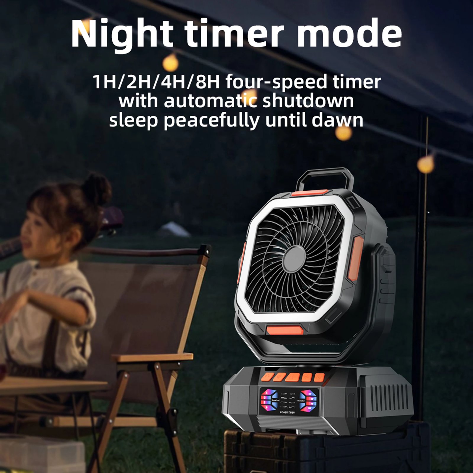 40000mAh Portable Outdoor camping Fan With Remote LED Light Hook USB Charging Desk Fan for Hiking Fishing Picnic Emergency