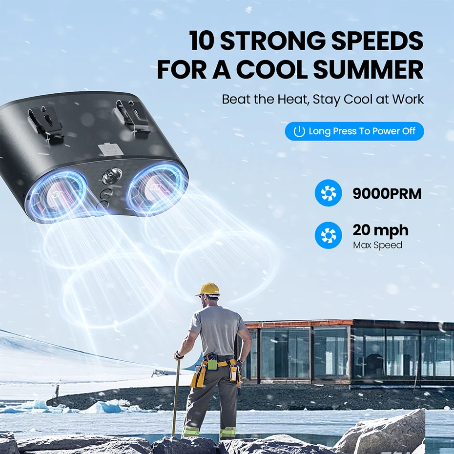 coldSky Portable Waist Fan Upgraded 10 Speeds Personal Fan 20000mAh Rechargeable Desk Fans with LED Display for Outdoor Jobsite coldSky Portable Waist Fan Upgraded 10 Speeds Personal Fan 20000mAh Rechargeable Desk Fans with LED Display for Outdoor Jobsite