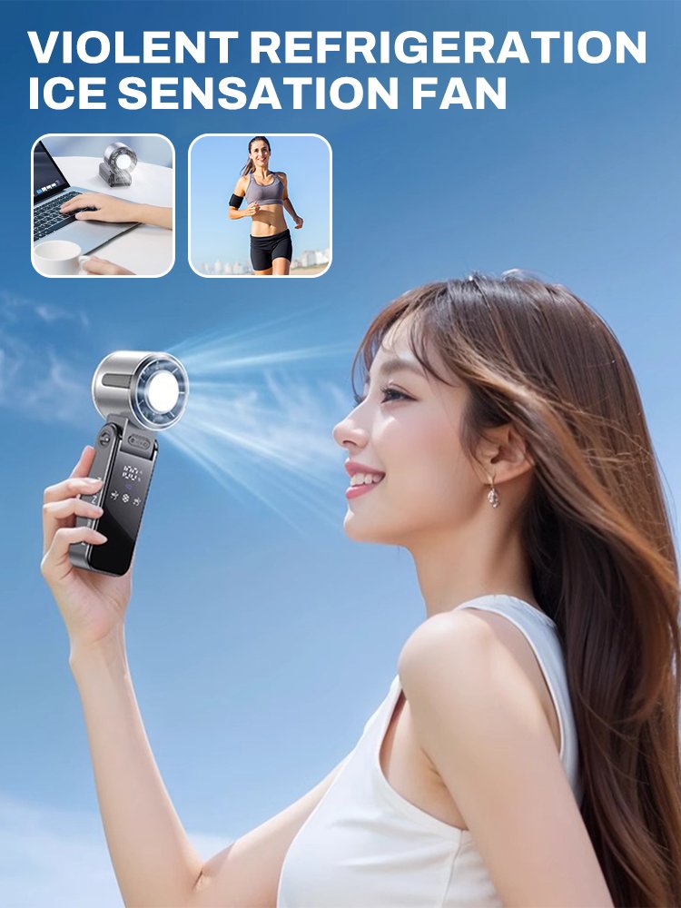 Refrigeration Handheld Fan High-speed Ice Cold Fan Electric Mini Rechargeable 3600mAh 100-level Control Portable Fan Air Cooler