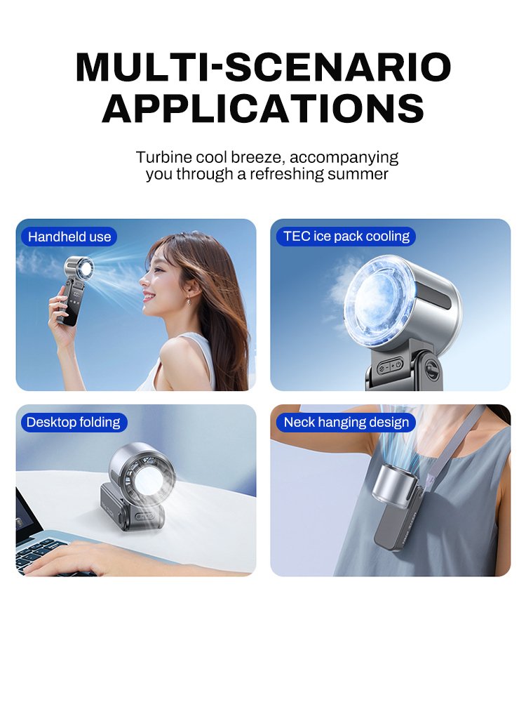 Refrigeration Handheld Fan High-speed Ice Cold Fan Electric Mini Rechargeable 3600mAh 100-level Control Portable Fan Air Cooler