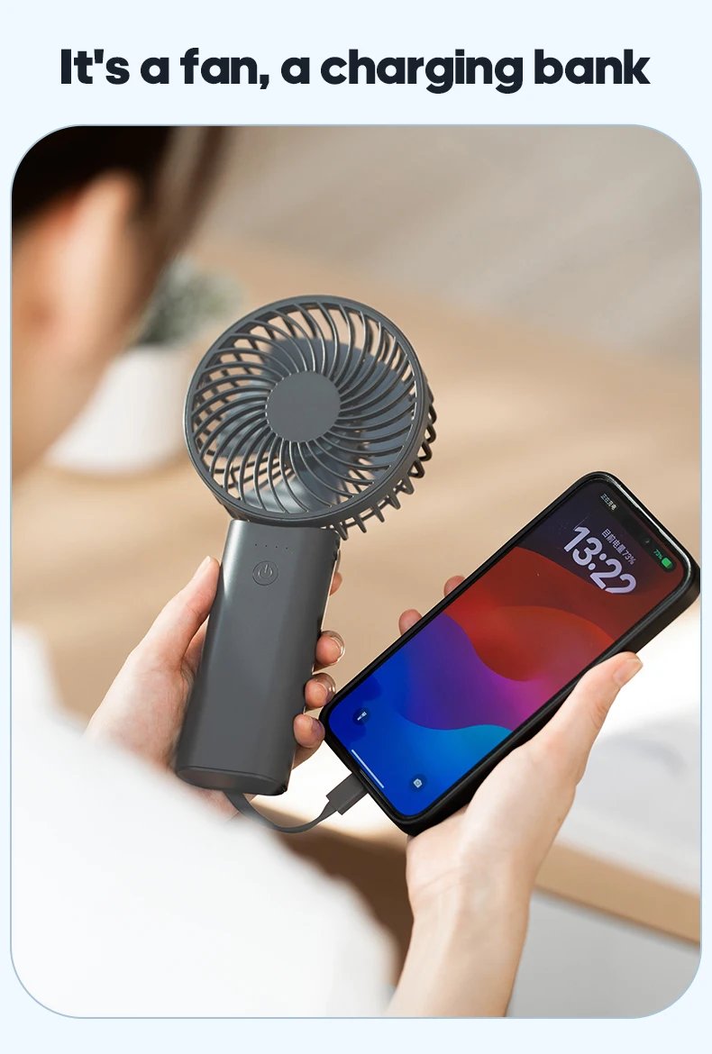 Newest Foldable Handheld Fan 4 Gear Speed Cooling Portable Fan 5200mAh Rechargeable Desk Air Circular with Dual wire Power Bank Newest Foldable Handheld Fan 4 Gear Speed Cooling Portable Fan 5200mAh Rechargeable Desk Air Circular with Dual wire Power Bank