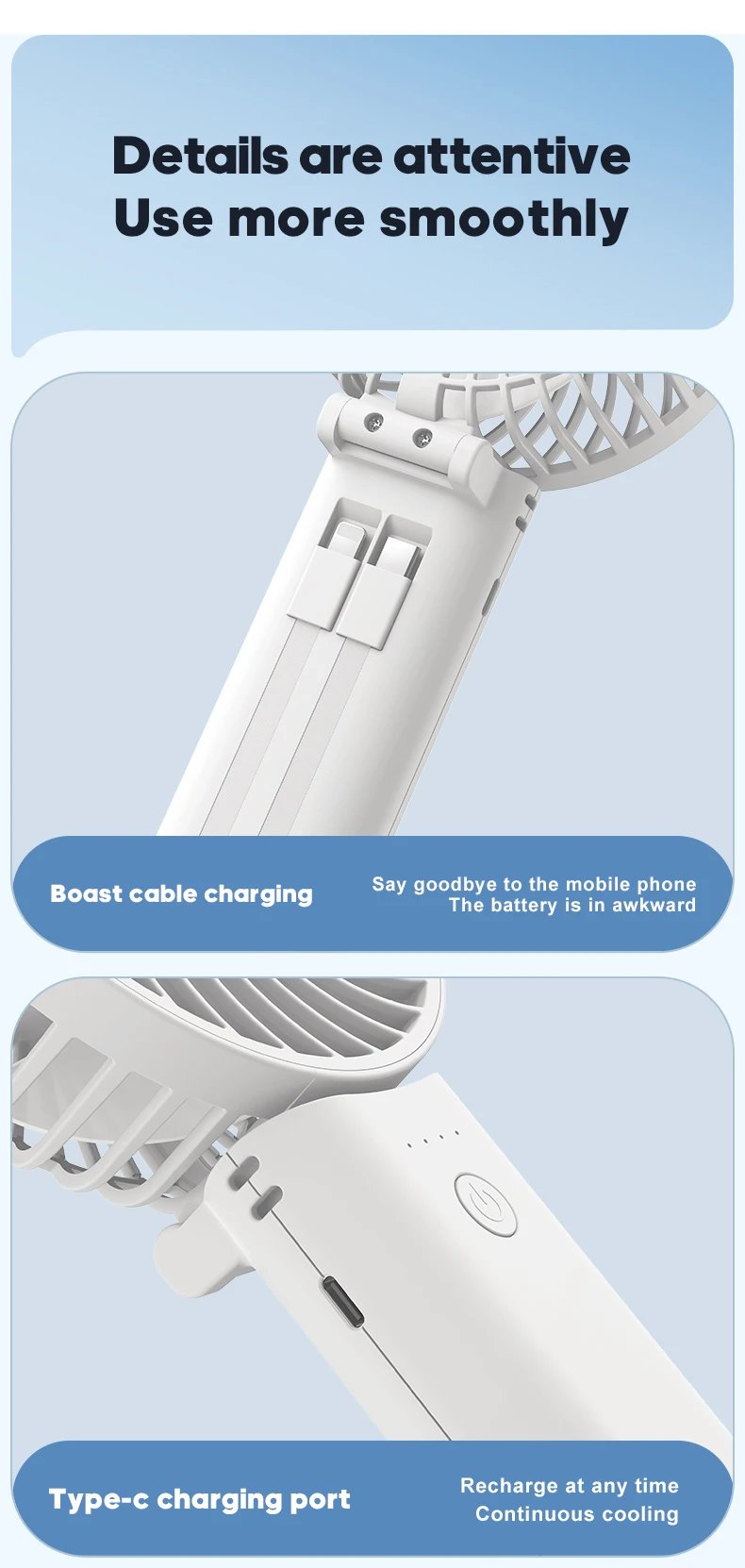 Newest Foldable Handheld Fan 4 Gear Speed Cooling Portable Fan 5200mAh Rechargeable Desk Air Circular with Dual wire Power Bank Newest Foldable Handheld Fan 4 Gear Speed Cooling Portable Fan 5200mAh Rechargeable Desk Air Circular with Dual wire Power Bank