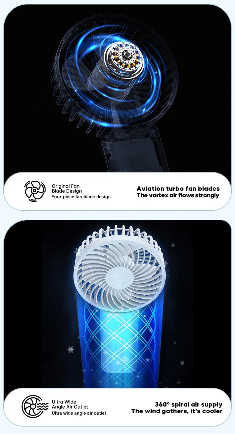 Newest Foldable Handheld Fan 4 Gear Speed Cooling Portable Fan 5200mAh Rechargeable Desk Air Circular with Dual wire Power Bank Newest Foldable Handheld Fan 4 Gear Speed Cooling Portable Fan 5200mAh Rechargeable Desk Air Circular with Dual wire Power Bank