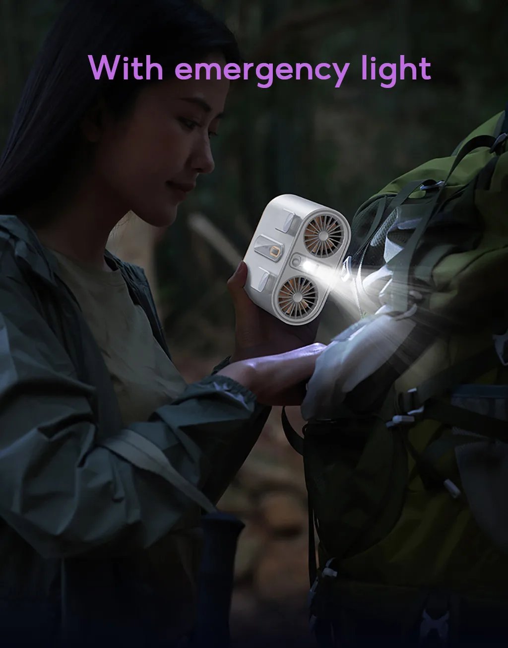 Eary Portable Waist Fan Clip Rechargeable 199 Speeds Hands-Free Neck Hanging Fans With Level 3 lighting Personal Air Cooling Fan