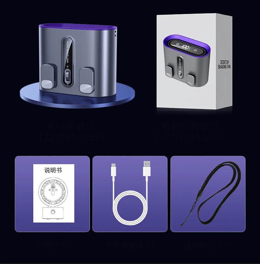 Eary Portable Waist Fan Clip Rechargeable 199 Speeds Hands-Free Neck Hanging Fans With Level 3 lighting Personal Air Cooling Fan