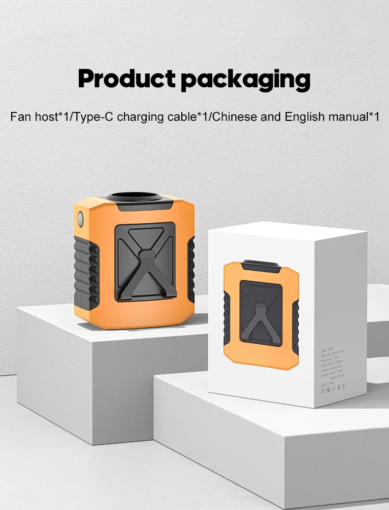 Mini 8000mAh Travel Wearable Waist Fan Camping Outdoor Rechargeable Cooling Fan With Night Light and Power Bank Air Circulator