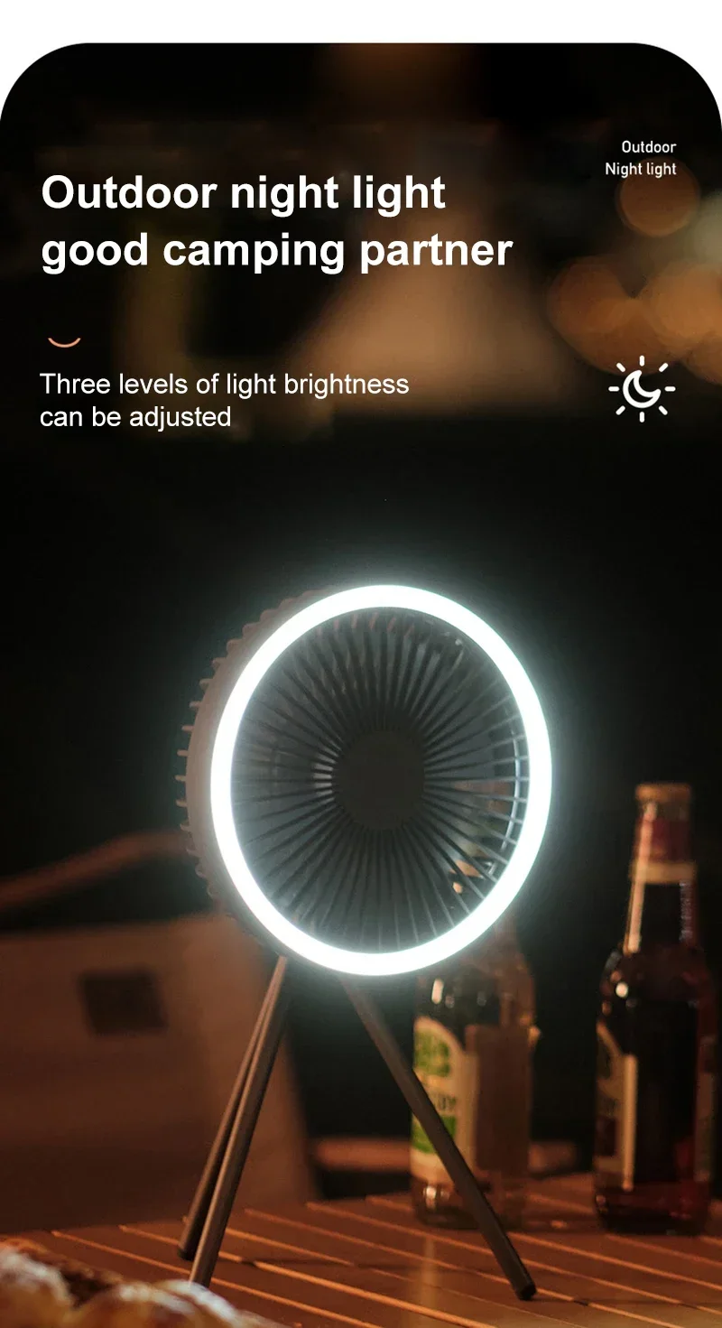 10000mAh Portable Fan Home Outdoor Camping Fan LED Lighting Tripod Stand Desktop with Power Bank Wireless Ceiling Electric Fan 10000mAh Portable Fan Home Outdoor Camping Fan LED Lighting Tripod Stand Desktop with Power Bank Wireless Ceiling Electric Fan