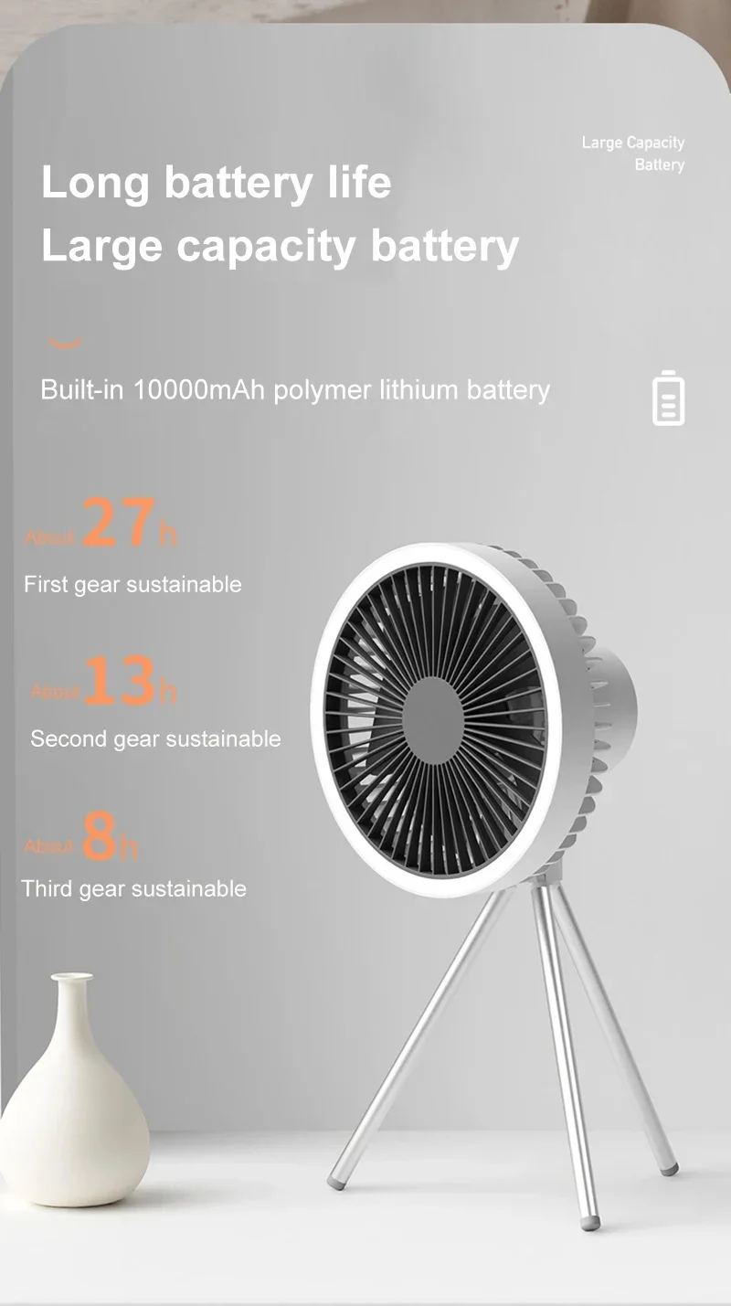 10000mAh Portable Fan Home Outdoor Camping Fan LED Lighting Tripod Stand Desktop with Power Bank Wireless Ceiling Electric Fan 10000mAh Portable Fan Home Outdoor Camping Fan LED Lighting Tripod Stand Desktop with Power Bank Wireless Ceiling Electric Fan