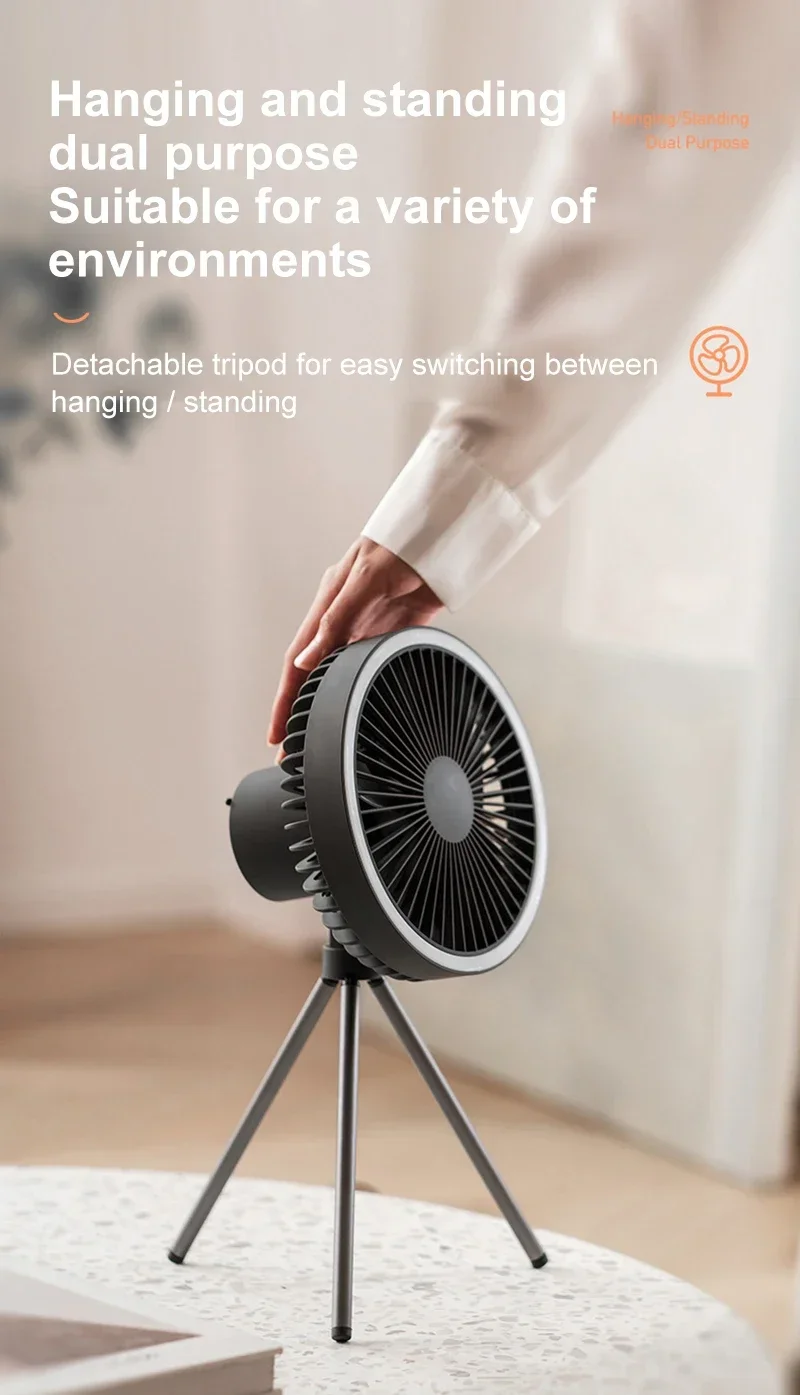 10000mAh Portable Fan Home Outdoor Camping Fan LED Lighting Tripod Stand Desktop with Power Bank Wireless Ceiling Electric Fan 10000mAh Portable Fan Home Outdoor Camping Fan LED Lighting Tripod Stand Desktop with Power Bank Wireless Ceiling Electric Fan