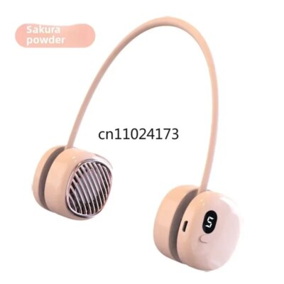Mini USB rechargeable neck fan; leafless; silent; hands-free; digital display; travel; sports; summer cooling; lightweight fan. - Image 2