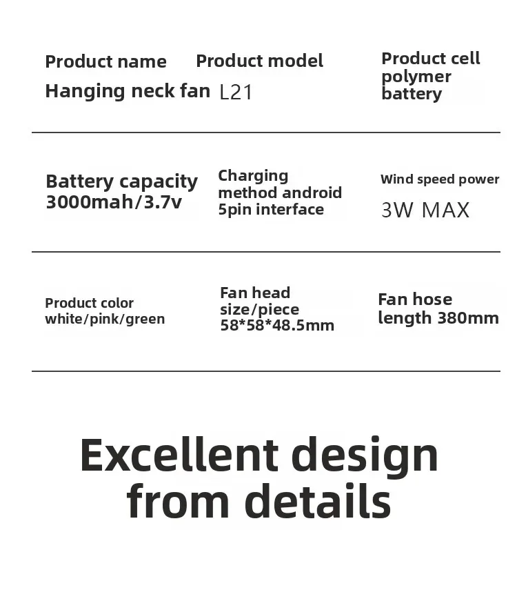 Mini USB rechargeable neck fan; leafless; silent; hands-free; digital display; travel; sports; summer cooling; lightweight fan.
