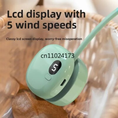 Mini USB rechargeable neck fan; leafless; silent; hands-free; digital display; travel; sports; summer cooling; lightweight fan. - Image 5