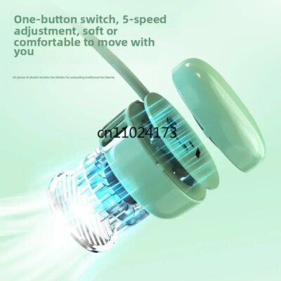 Mini USB rechargeable neck fan; leafless; silent; hands-free; digital display; travel; sports; summer cooling; lightweight fan. - Image 6