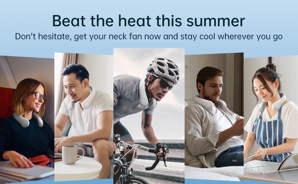 JISULIFE Portable Neck Fan Upgraded, 5000mAh Battery, Necksupport, 5 Speeds Gears Adjustment, Outdoor Wearable Hands-Free Fan