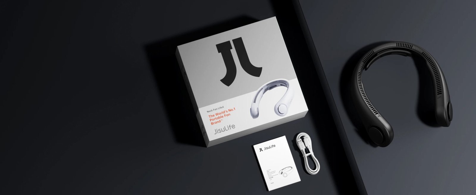 JISULIFE Portable Neck Fan Upgraded, 5000mAh Battery, Necksupport, 5 Speeds Gears Adjustment, Outdoor Wearable Hands-Free Fan