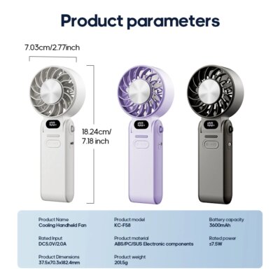 Kinscoter New Cooling Handheld Fan 3600mAh Foldable Portable Fan 100-level Free Control High Speed Mini Personal Fan w/ Lanyard - Image 6