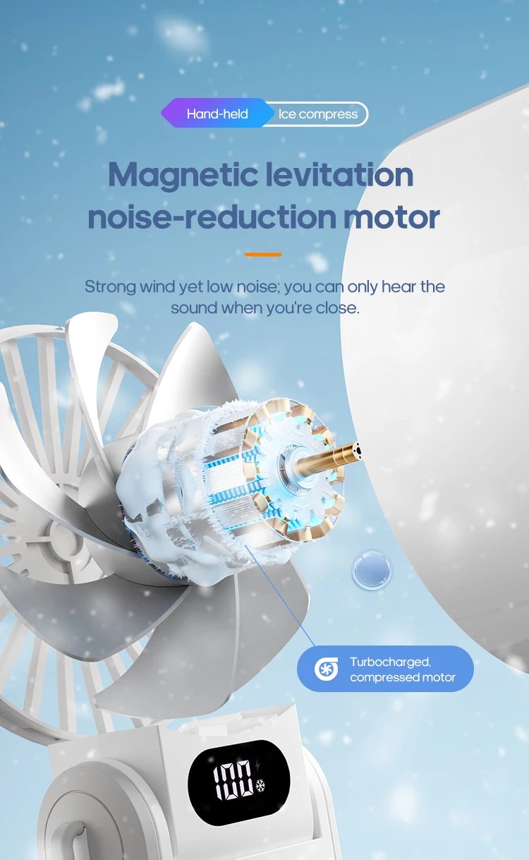 Kinscoter New Cooling Handheld Fan 3600mAh Foldable Portable Fan 100-level Free Control High Speed Mini Personal Fan w/ Lanyard