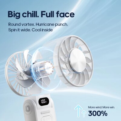 Kinscoter New Cooling Handheld Fan 3600mAh Foldable Portable Fan 100-level Free Control High Speed Mini Personal Fan w/ Lanyard - Image 4
