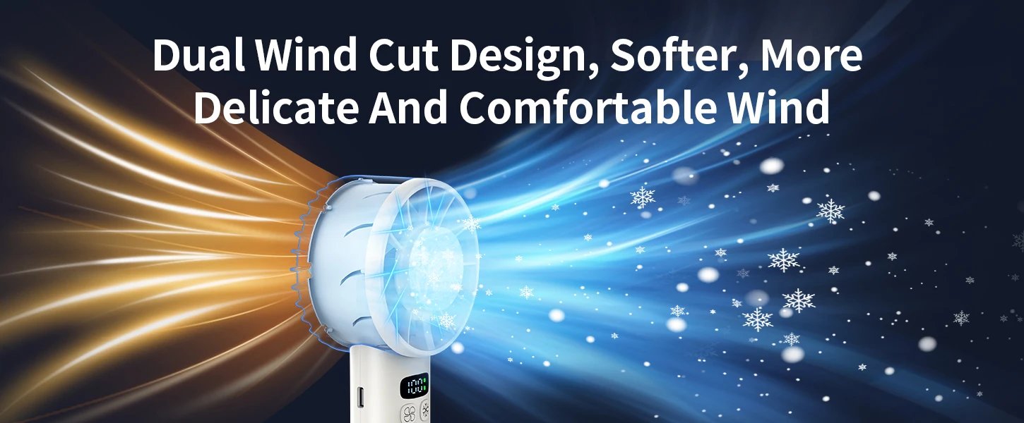 Outdoor Portable Mini Fan Handheld Fan with LED Display Semiconductor Refrigeration 100 Wind Speeds USB Rechargeable Battery Fan