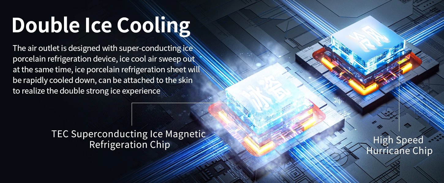 Outdoor Portable Mini Fan Handheld Fan with LED Display Semiconductor Refrigeration 100 Wind Speeds USB Rechargeable Battery Fan