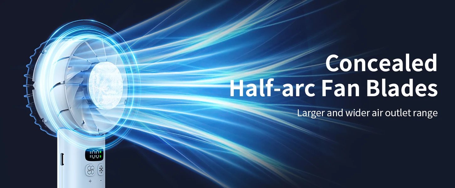 Outdoor Portable Mini Fan Handheld Fan with LED Display Semiconductor Refrigeration 100 Wind Speeds USB Rechargeable Battery Fan