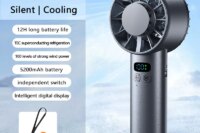 Outdoor Portable Mini Fan Handheld Fan with LED Display Semiconductor Refrigeration 100 Wind Speeds USB Rechargeable Battery Fan