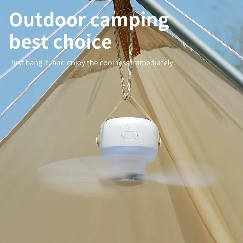 Portable Ceiling Fans Outdoor Camping Fan Tent Ventilator Cooler Rechargeable Electric Fan Remote Control LED Lighting - Image 2
