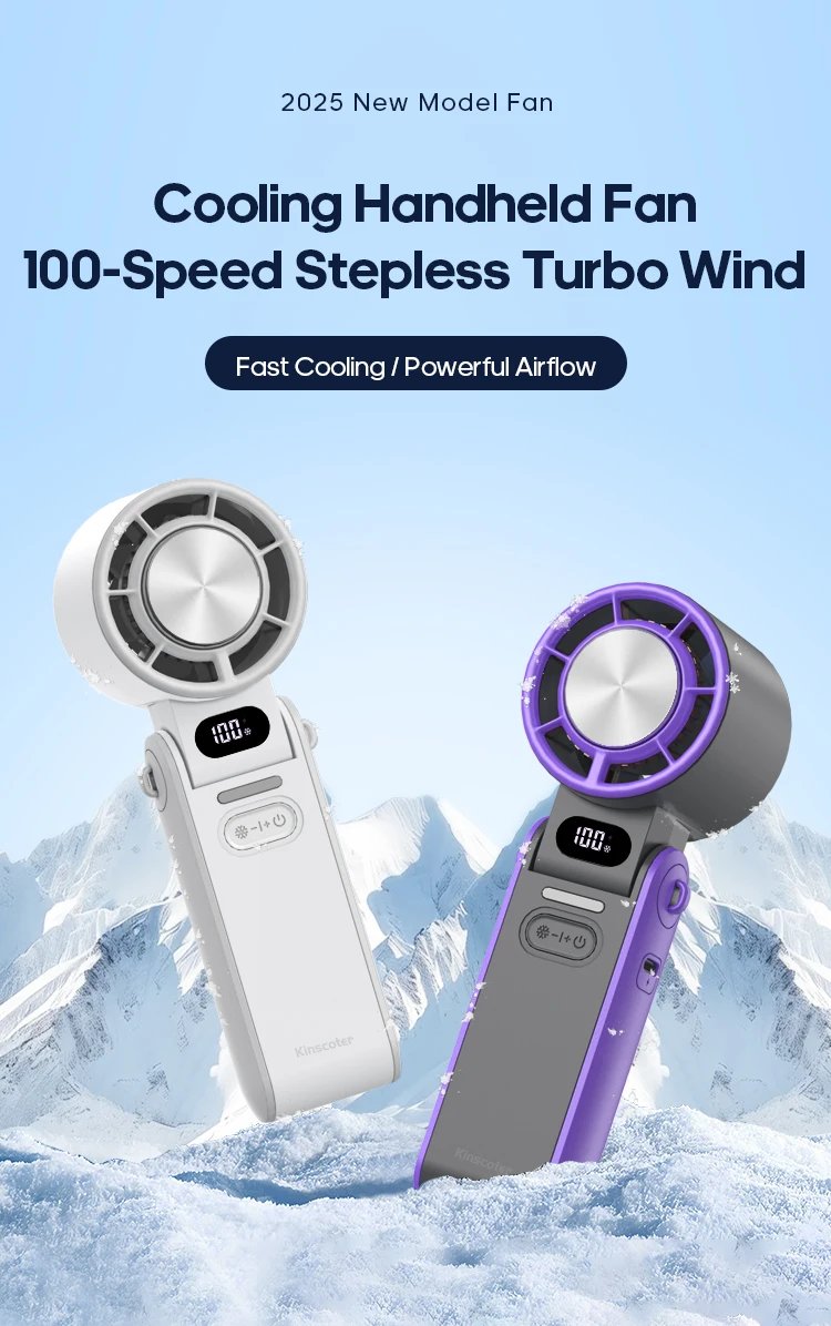 Portable High Speed Cooling Handheld Fan 3600mAh Rechargeable 100 Wind Speeds Adjustable Mini Foldable Air Cooling Turbo Fan