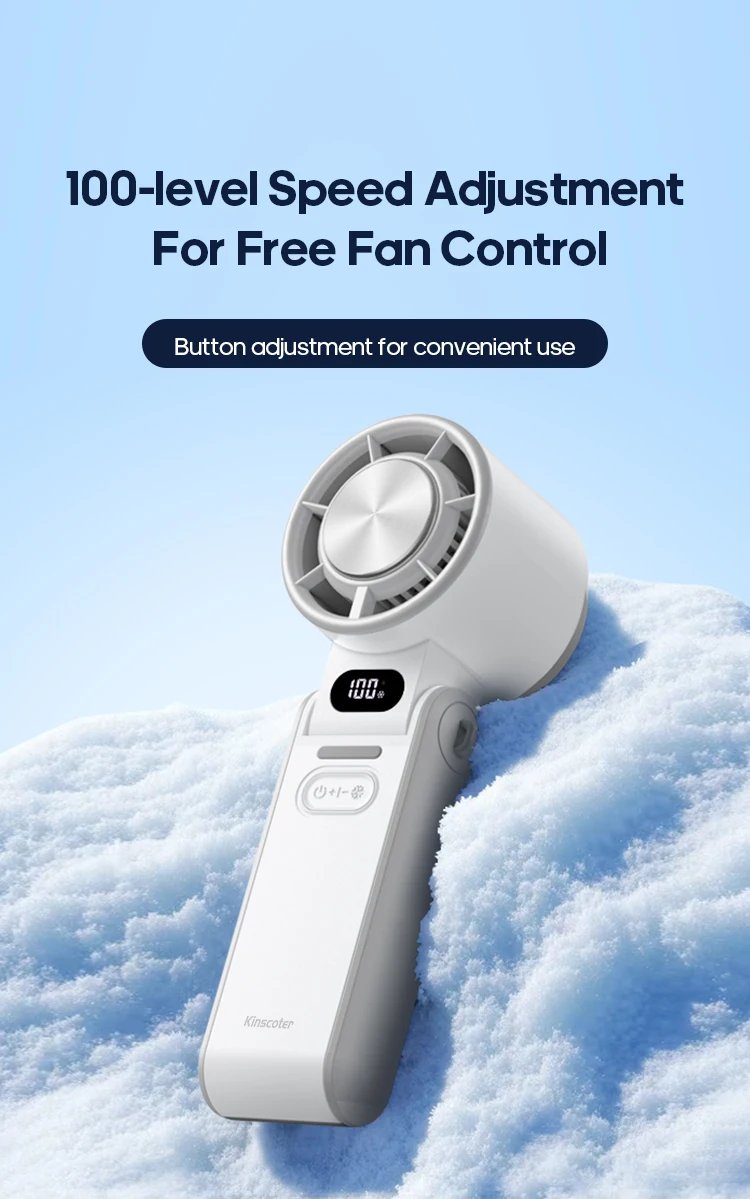 Portable High Speed Cooling Handheld Fan 3600mAh Rechargeable 100 Wind Speeds Adjustable Mini Foldable Air Cooling Turbo Fan
