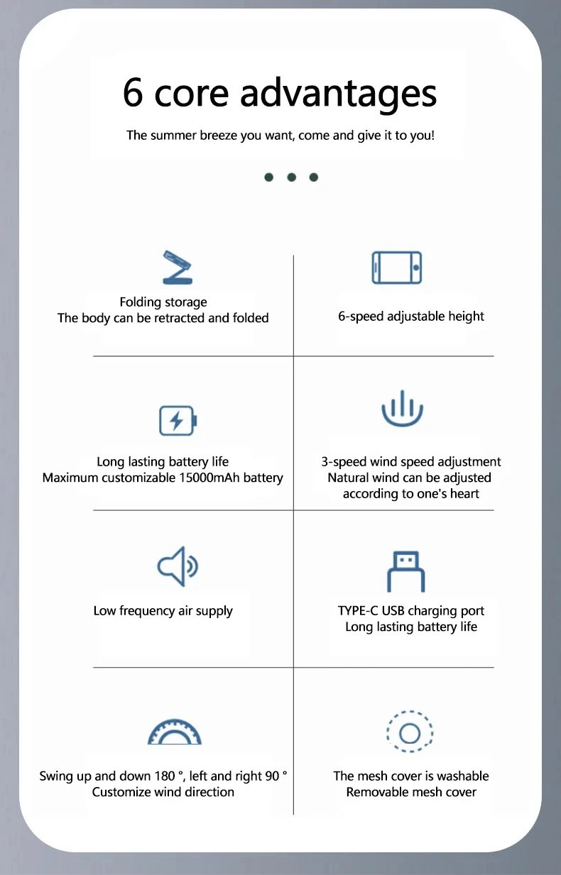 Portable Oscillating Standing Fan with Remote Controller Foldable Desk Fan Rechargeable Battery Powered Pedestal Fan for Camping