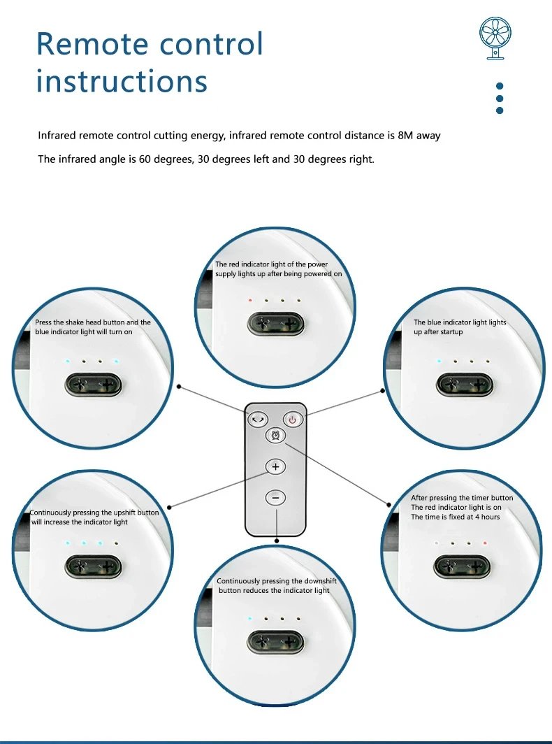 Portable Oscillating Standing Fan with Remote Controller Foldable Desk Fan Rechargeable Battery Powered Pedestal Fan for Camping